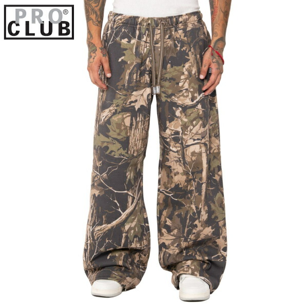 【54PC0401】Camo Heavywide Fleece Sweat Pant迷彩カモ PRO CLUB (プロクラブ) ヘビーワイドスエット  ロング パンツカモ ミリタリー ヒップホップ衣装 ダンス 衣装Pro club PROCLUB スウェット メンズ 大きいサイズ カモフラージ LL 2L 3L 4L