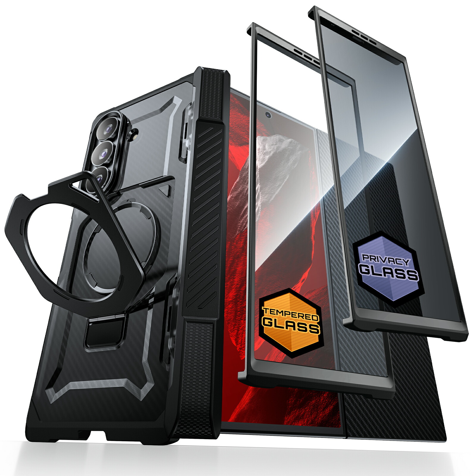 SUPCASE Galaxy Z TriFold 容れもの 2026 内蔵輪っか 照明ランプ 横縦柔軟性 超強磁気力 耐衝撃 軍用標準尺度保護すること 真四角強化因子 上滑り打ちきり 強化因子硝子写真フィルム2枚付き添い人 覗き見押しとどめる MagSafe相応う UBGrip続きもの