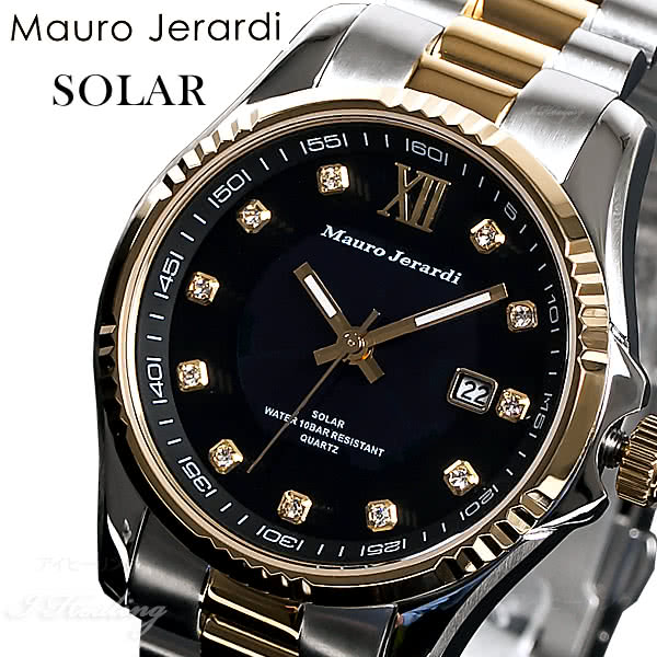 人気色 マウロジェラルディ 腕時計 ソーラー ジルコニア MJ038-1 シルバー - レディース腕時計