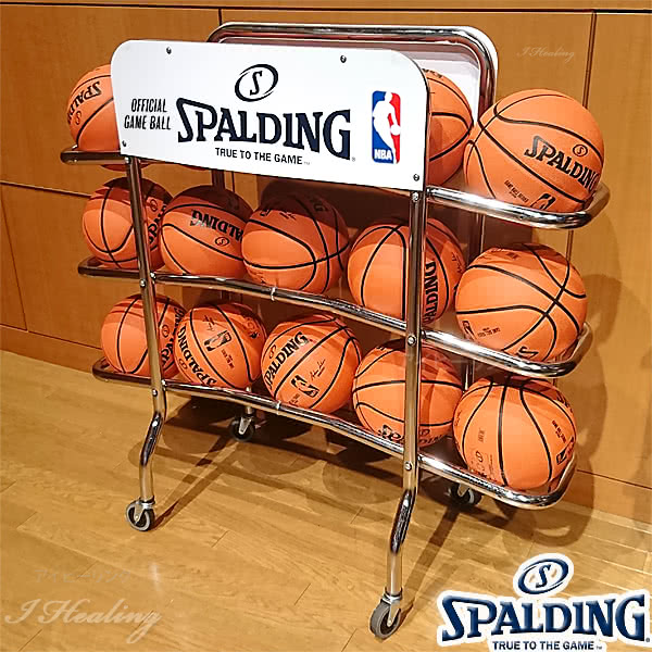 楽天市場 Nba Spalding ボールラック バスケットボール15個収納 鉄製 車輪付 スポルディング68 452 アイヒーリング