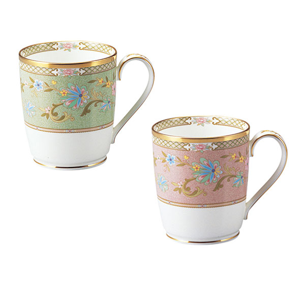 ノリタケ食器 ヨシノ マグカップペアセット大切な方への贈り物に。【結婚祝い 内祝】【ギフト 贈答品】【日本製 エレガント】【オリエンタル 唐草】【YOSHINO】