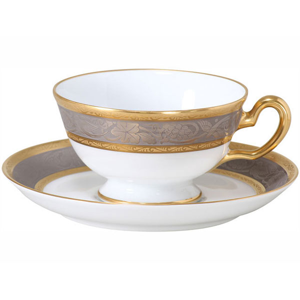 秋桜大倉陶園　碗皿　2客揃　 瑠璃片葉金蝕　岡染はまなす　[未使用] 大倉陶園］瑠璃片葉金蝕 ティー・コーヒー碗皿 | ノリタケ食器公式