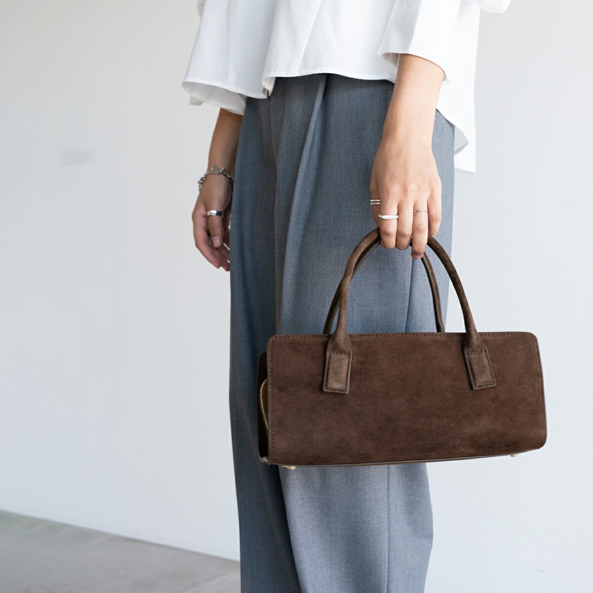 yuki(ドキ子さん)ROOMコラボ】 本革 ボストン 横長バッグ バゲット