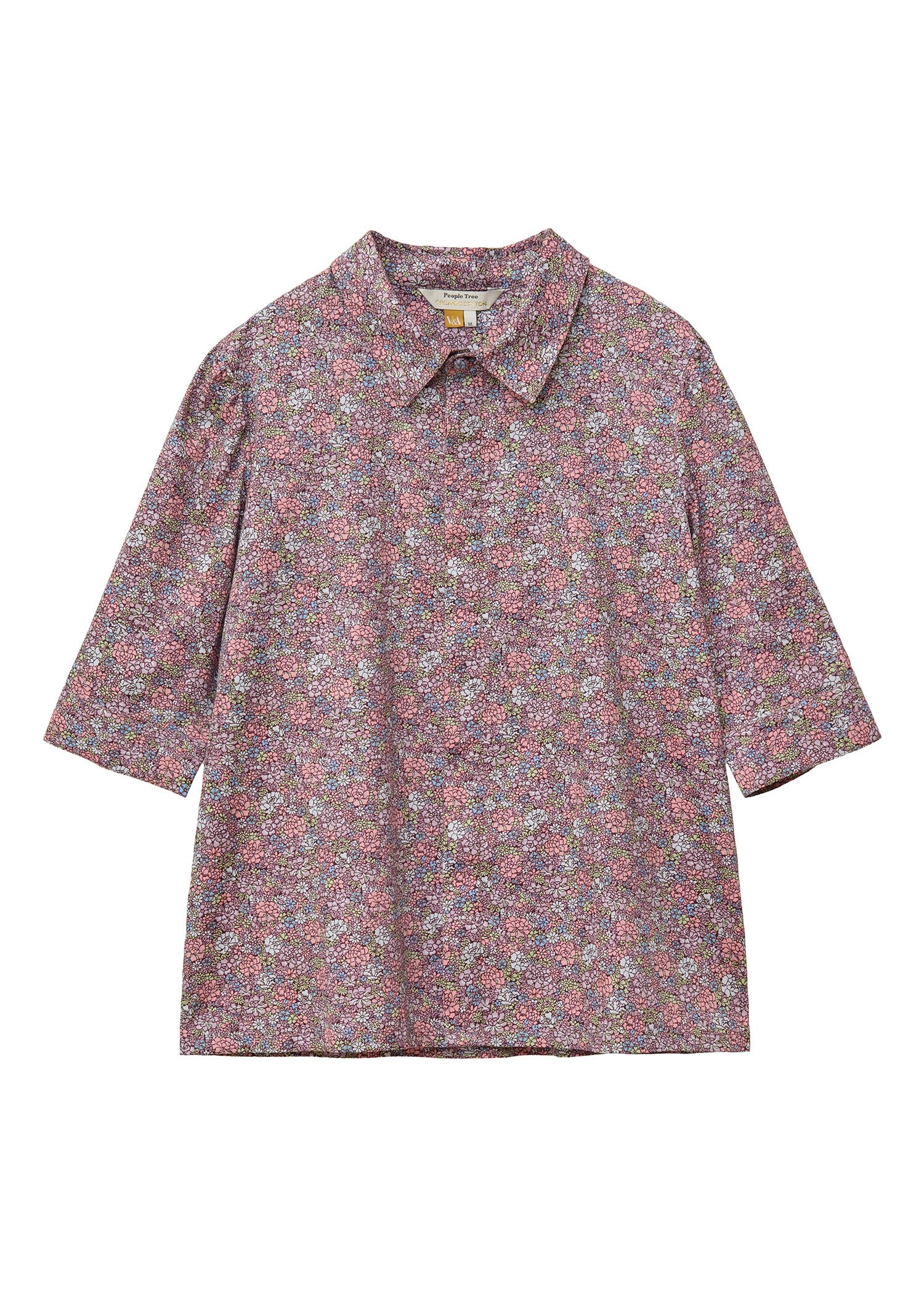 Ｖ＆Ａ オーガニックコットンサテンシャツ フローラリア柄【M】PeopleTree ピープルツリー fairtrade フェアトレード