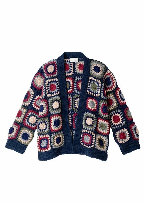 手編みパッチワークニットカーディガン【マルチカラー・M】PeopleTree ピープルツリー organiccotton フェアトレード fairtrade