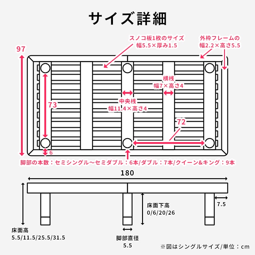 バノンすのこベッドショートシングル木製厚さ20cmポケットコイルマットレスセット耐荷重350kg組立簡単ヘッドレス高さ4段階|ベッドショートシングルベッド木製ベッドマットレス付きローベッド頑丈