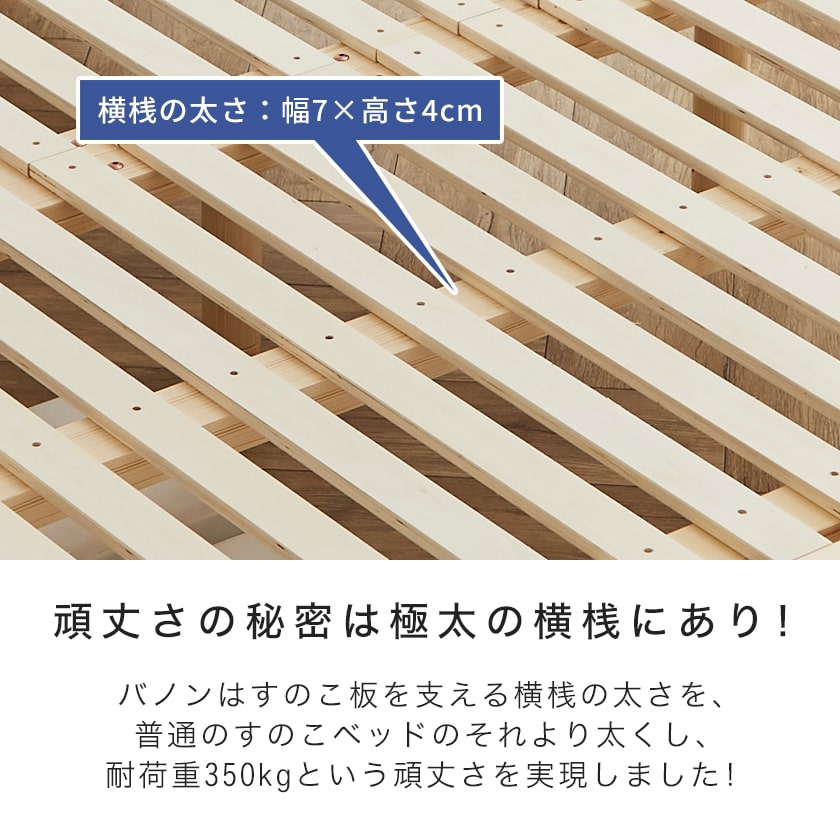 バノンすのこベッドショートシングル木製厚さ20cmポケットコイルマットレスセット耐荷重350kg組立簡単ヘッドレス高さ4段階|ベッドショートシングルベッド木製ベッドマットレス付きローベッド頑丈