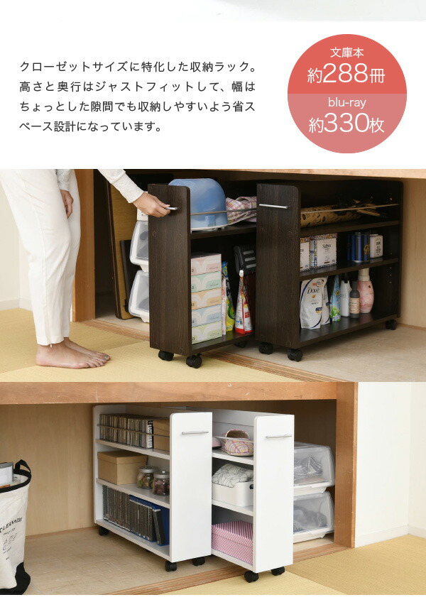 80cm 収納家具 80 Cd 収納 本収納 cm Cdラック 押入れ収納 奥行 整理ラック 押入れ 収納ボックス 幅 2台セット Dvdラック 整理 最適 大量 収納 新生活 一人暮らし 押入れ 収納 ラック 本棚 2個セット 幅19 奥行78 キャスター付き ワゴン 整理