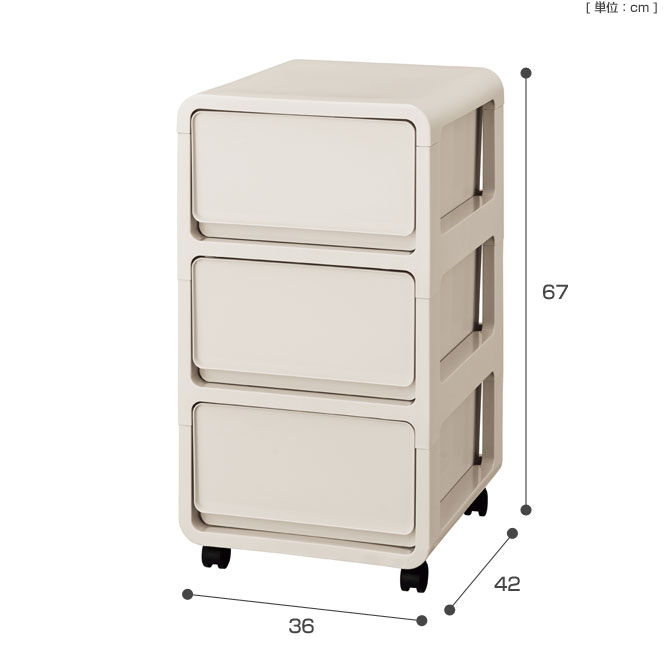 国内最安値 楽天市場 チェスト 3段 可愛らしい引出し式収納ボックス 3段 プリーク アイボリー キャスター付 衣類収納 収納ケース 引出し収納 子供部屋 キッズチェスト 洋服ケース おもちゃ箱 プラスチック 日本製 国産 燕三条 家具のインテリアオフィスワン