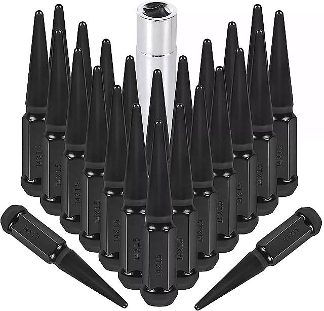 14ミリメートル × 1.5 ホイール スパイク lug nuts 24 × クローム コーン /円錐膨らみ シート シルバー クローズドエンド ナット シルバラード アフターマーケット ホイール