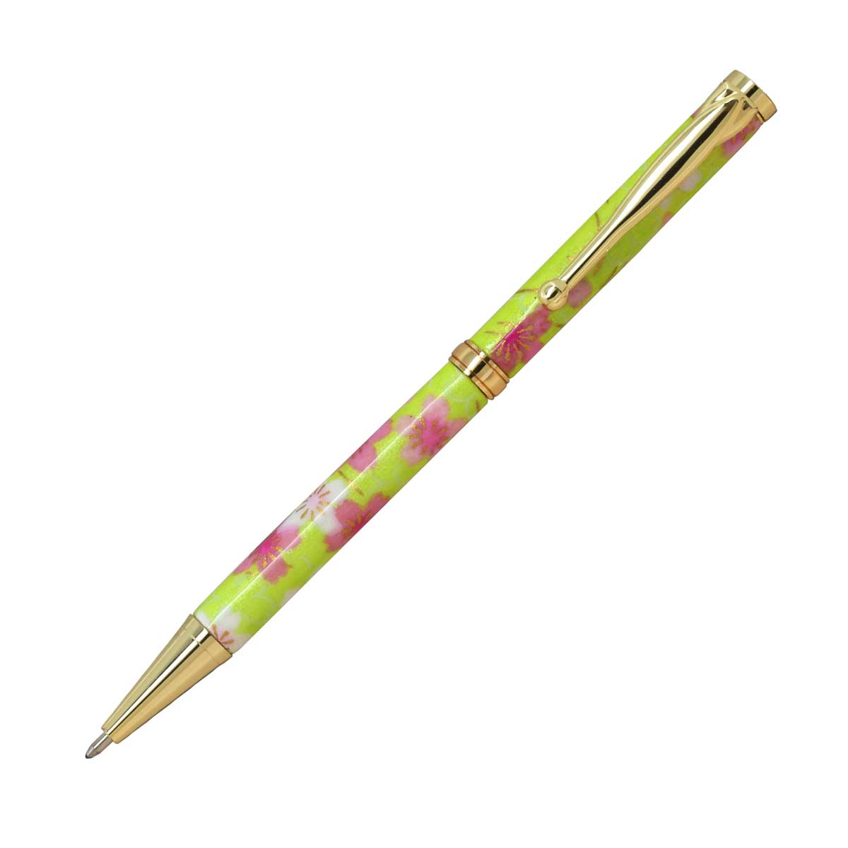 ボールペン F-STYLE美濃和紙 Mimo Washi Pen TM1601 桜と流水 黄緑色 即日