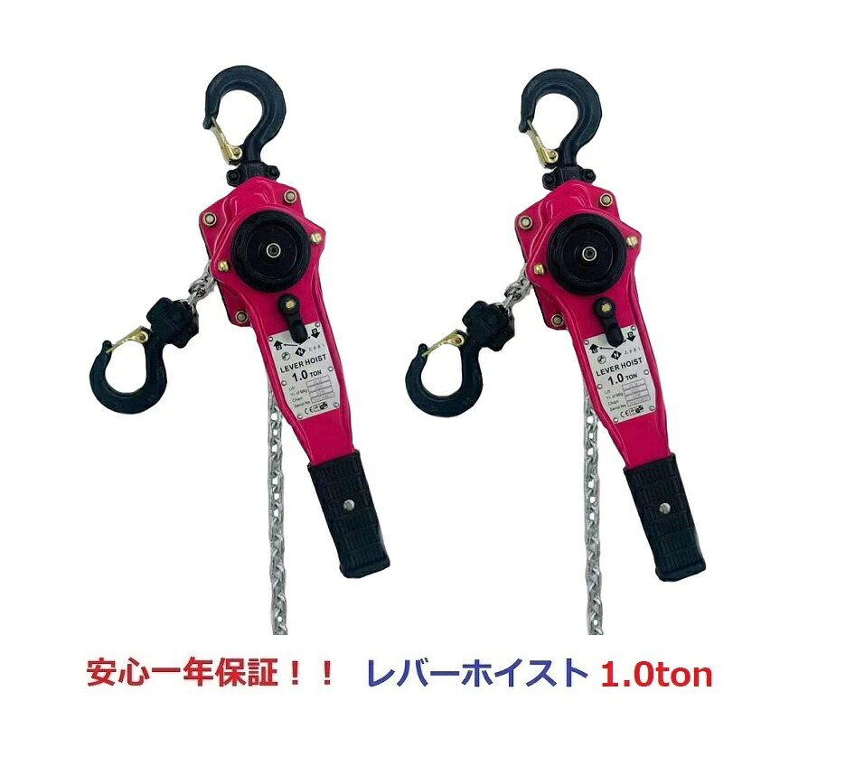 １年保証付 新発売ピンク色レバーホイスト1.0ｔ2台セット（1.0ton）1.0t チェーンホイスト 手動式 荷締機［荷締め 荷締め機 レバーブロック ホイスト 手動式レバー チェーンガッチャ チェーンブロック高品質 滑車 固定 工具 伐根 レバー荷締機 ガッチャ がっちゃ｜アイプラスショップ