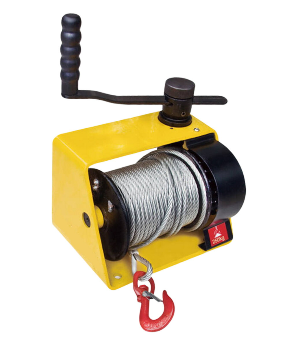 【楽天市場】三方良し 手卷きウインチ250kgワイヤー20m付き ハンドクランクウインチ 自動ロック式手巻ウインチ タービンウォームウインチ