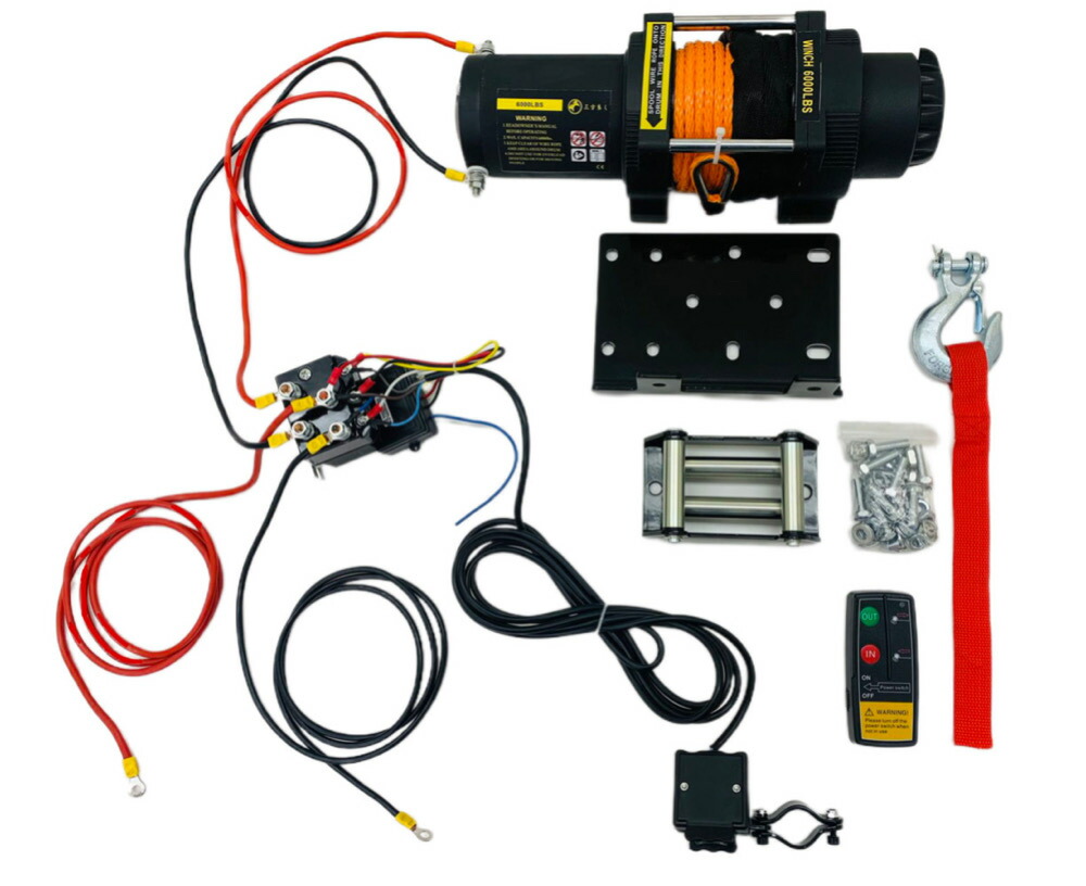電動ウインチ 12V 6000LBS（2272kg）無線/有線リモコン付き 電動 ウインチ オフロード車 トラック SUV車（ZeepやFJクルーザー等）  防水仕様 船・ボート