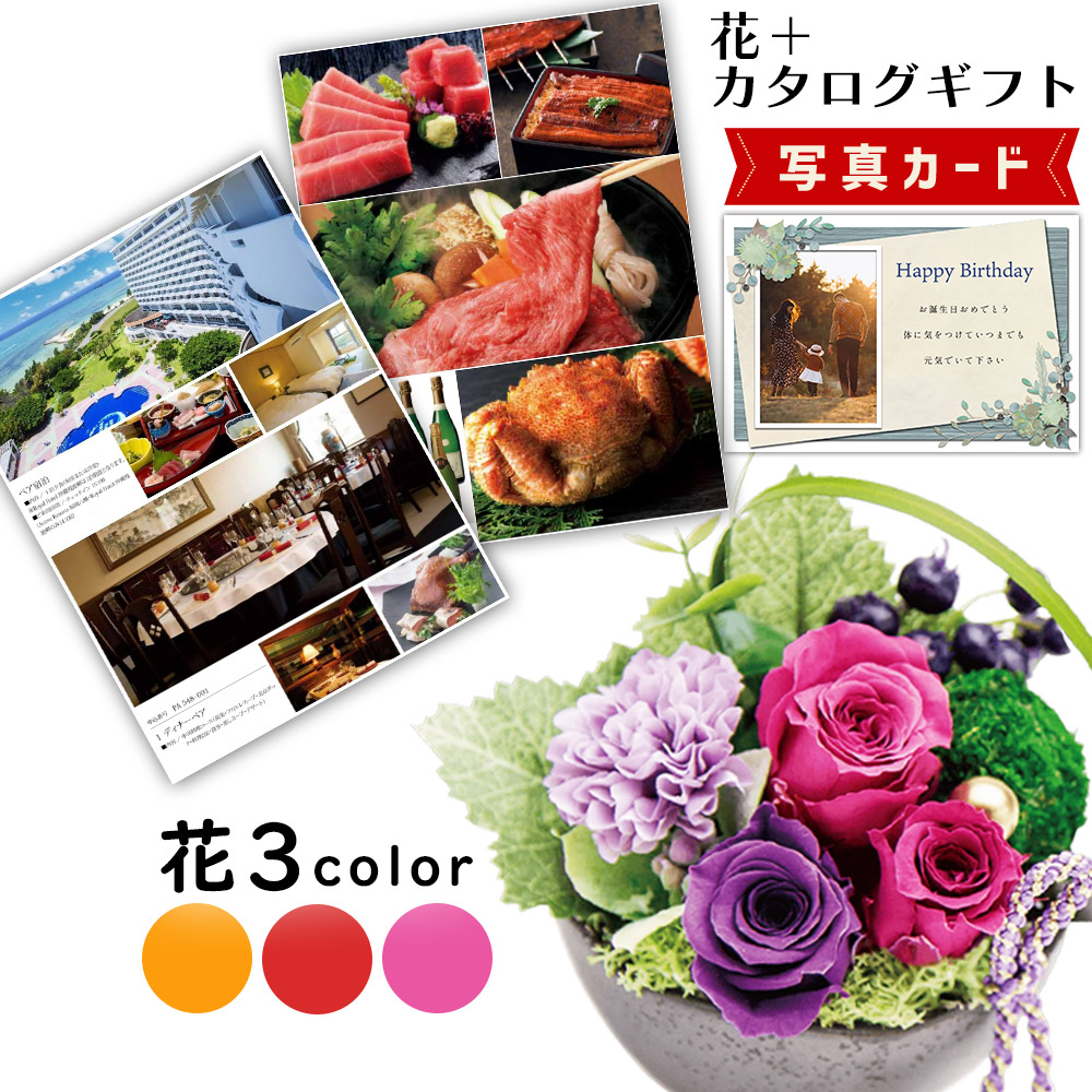 母の日 2026 カタログギフト と 花 プリザーブドフラワー 和風 アレンジ ピンク プレゼント プレゼント 母親 お祝い 人気 P-AL (DB) 花とカタログギフト 高級 結婚祝い 退職祝い 上司 両親 還暦祝い [花セ] 写真入り 即日発送 新築祝い 誕生日 1dy 送料無料 入学