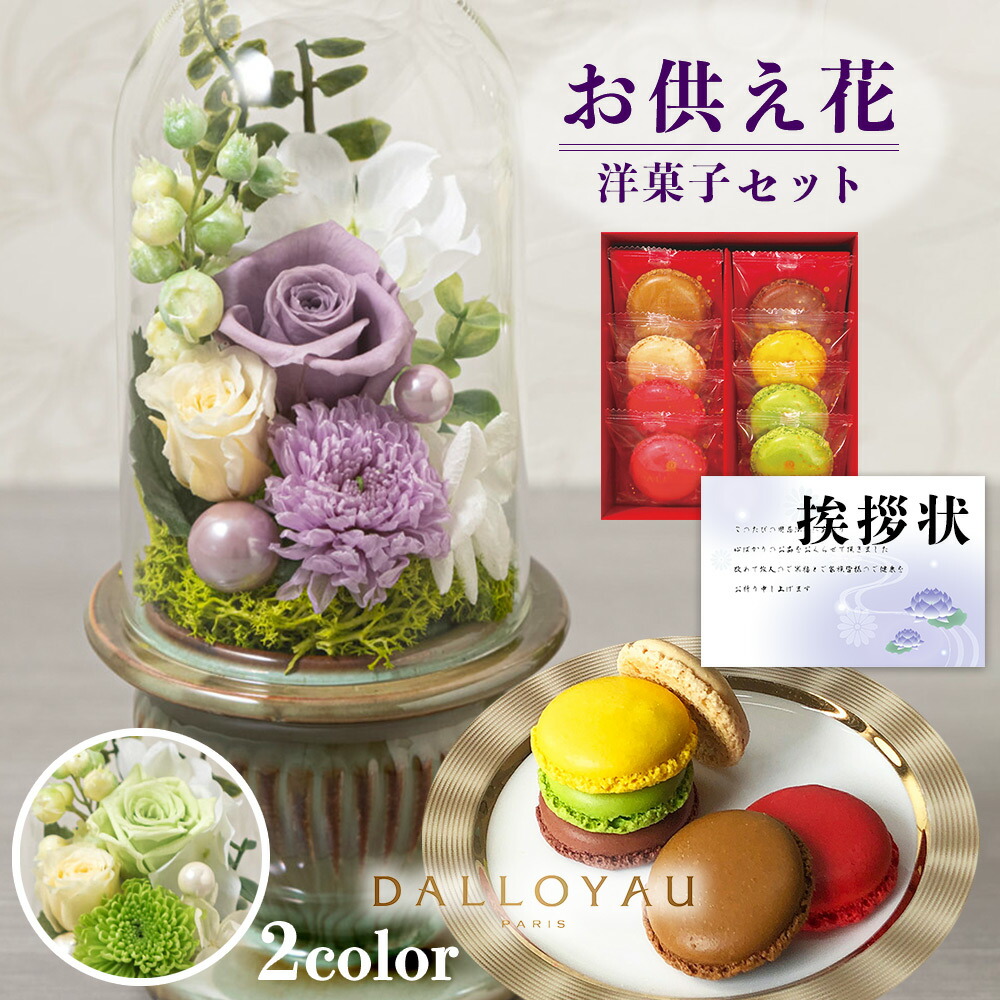 【10%OFF】お供え 花 プリザーブドフラワー 白雨 2色 と ダロワイヨ マカロン 洋菓子 御供 御供え物 お供え物 供花 お彼岸 枕花 お盆 飾り 初盆 新盆 法事 仏事 弔事 命日 月命日 一周忌 三周忌 初七日 四十九日 法要 仏壇花 仏花 喪中見舞 喪中見舞い (DB) [仏] [花セ]