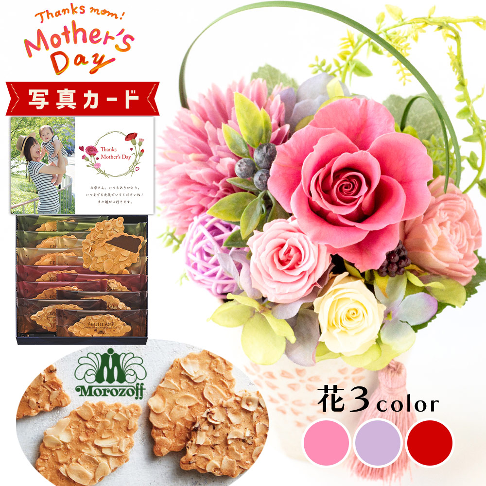 【10%OFF】花とお菓子 舞桜 3色 モロゾフ ファヤージュ 焼菓子 プリザーブドフラワー プレゼント お祝い 結婚祝い 誕生日プレゼント 母親 新築祝い 退職祝い 開店祝い お見舞い 枯れない花 フラワーギフト おしゃれ 花 7000円 写真入り 入学 定年退職 妻 送料無料 (DB) [b2]