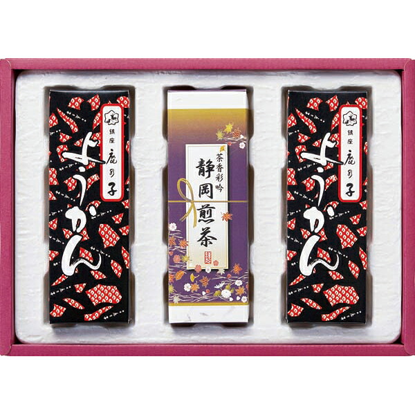 内祝い お返し 出産 メッセージカード 無料 東京 銀座鹿乃子 ようかん 400g 詰め合わせ 煎茶 紫 ギフト 贈り物 出産祝い お礼 結婚 入学 新築 快気 祝い 香典返し お祝い返し 送料無料 6500円 (SK)軽 [熨N] [包N] 初節句 入学祝い
