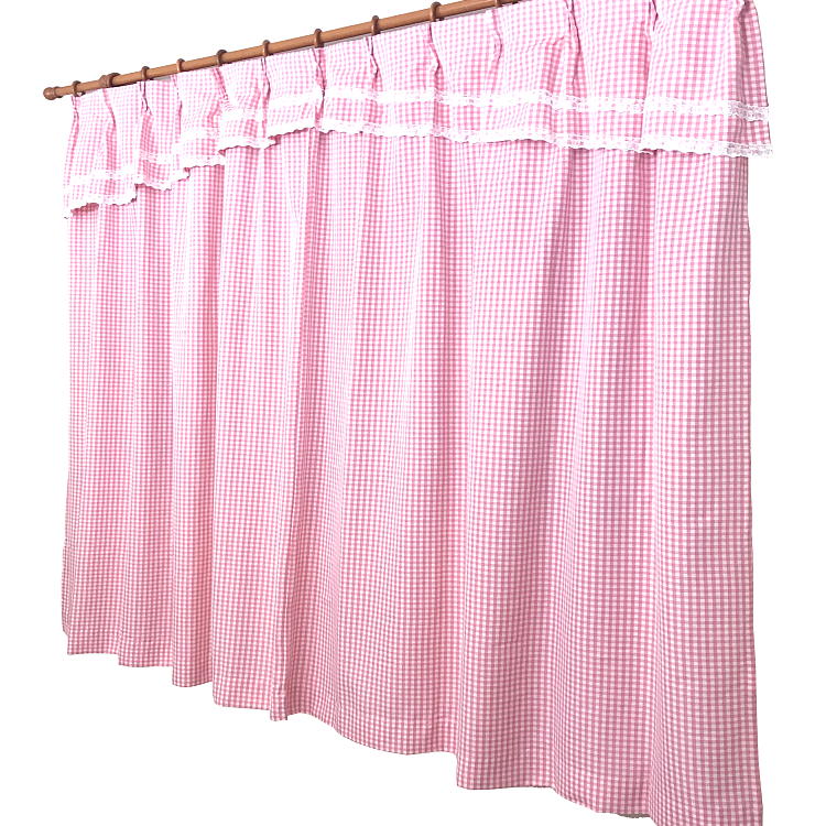 Rady♥︎チェックカーテン　100×200cm 綿100%のチェック柄レースカーテン ラーナ（L-1290）｜カーテン