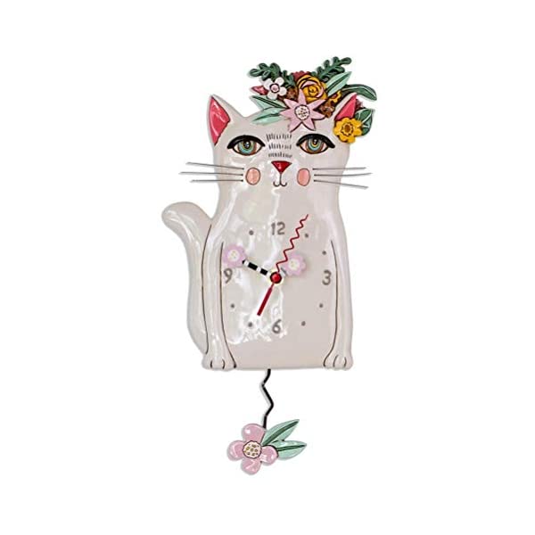 アレンデザイン 壁掛け時計 振り子時計 ネコ 白猫 インテリア オブジェ Allen Designs Pretty Kitty Watch|i-selection