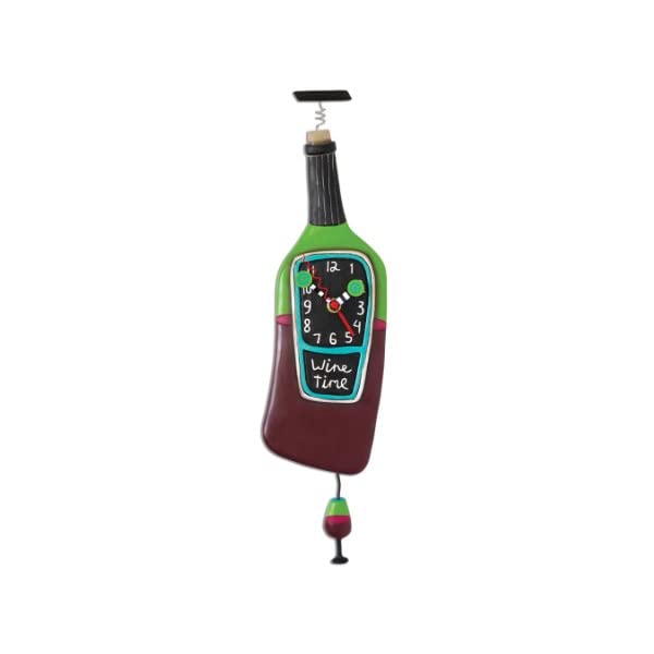 アレンデザイン 壁掛け時計 振り子時計 ワイン 瓶 インテリア オブジェ Allen Designs Corked Wine Time Pendulum Clock｜i-selection