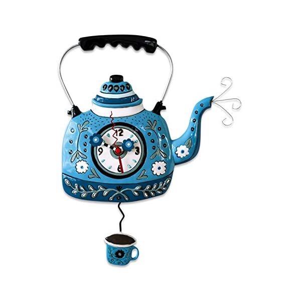 アレンデザイン 壁掛け時計 振り子時計 ヤカン やかん ケトル インテリア オブジェ Allen Designs Kettle Blue Pendulum Clock