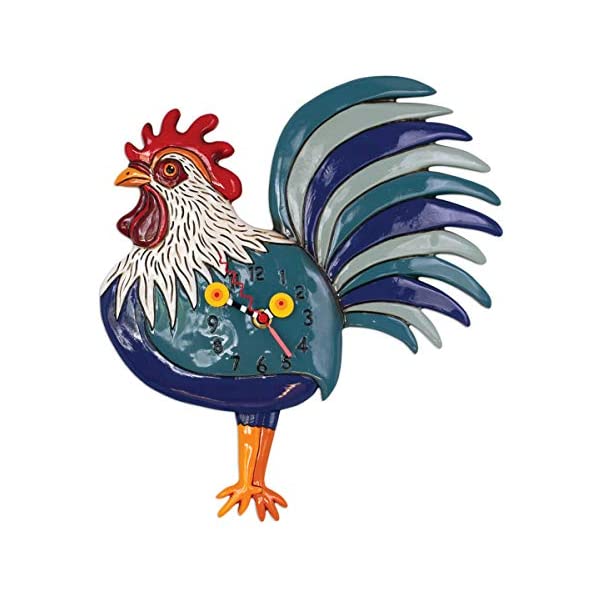 アレンデザイン 壁掛け時計 振り子時計 ニワトリ 鶏 トリ 鳥 インテリア オブジェ Allen Designs P1995 Swinging Pendulum Rooster Design Clock Rise N Shine 12 inches x 13.5 inches