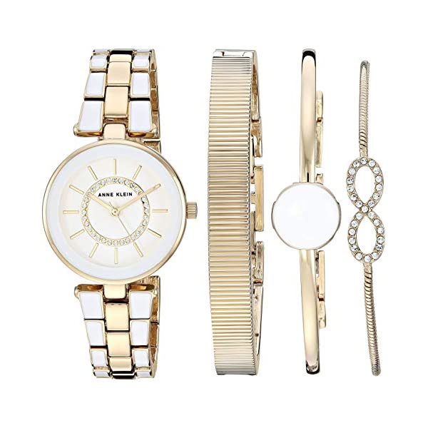 アンクライン Anne Klein ウォッチ 御覧なさる 時辰儀 レディース 亭主もち用 スワロフスキー Anne Klein Women\u0027s Swarovski Crystal Accented Gold-Tone Watch Bracelet Set レディース腕時計-腕時計