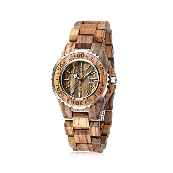 ビーウェル BEWELL ウッドウォッチ 木製腕時計 ZS-100BL Bewell ZS-100BL Women Wooden Quartz Watch with Luminous Hands 30M Water Resistance Date...｜i-selection