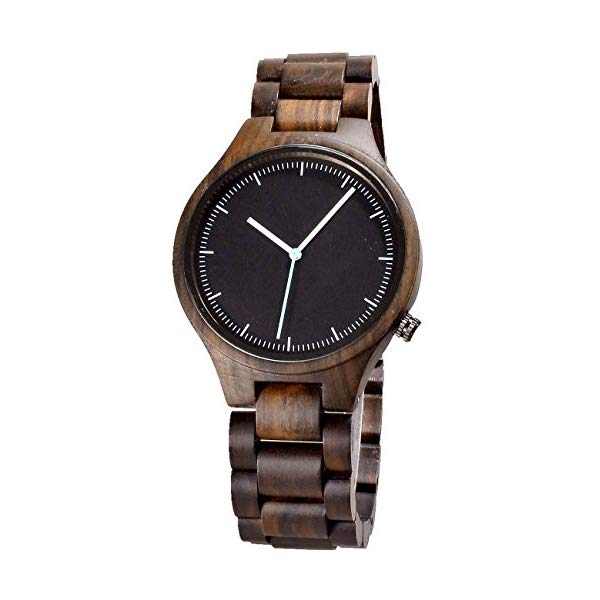 ビーウェル BEWELL ウッドウォッチ 木製ウオッチ Simple Men Wood Watches Black Sandal Wood Thin Dial Watch