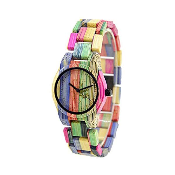 ビーウェル BEWELL ウッドウォッチ 木製 竹 ウオッチ ZS-W105DL-1 Bewell Handmade Colorful Bamboo Wood Watch Analog Quartz Fashion Wristwatch with Mix Colors