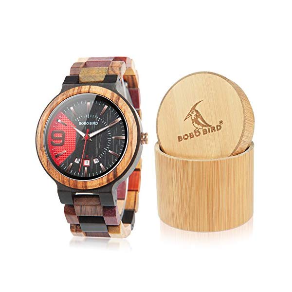 ボボバード BOBO BIRD ウォッチ 木製 時辰儀 ウッドウォッチ メンズ 成人男性用 BOBO BIRD Men\u0027s Colorful Wooden Watches Analog Quartz Date Display Wood Watch Handmade Luxury Casual Wristwatch with Gifts Box for Men 腕時計-メンズ腕時計
