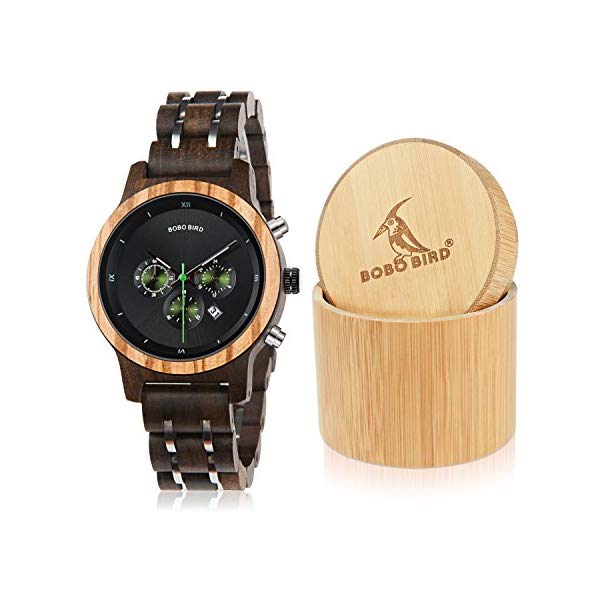 ボボバード BOBO BIRD 腕時計 木製 時計 ウッドウォッチ レディース 女性用 BOBO Bird Women Wooden Watches Luxury Wood Metal Strap Chronograph & Date Display Quartz Watch Fashion Zebra Wood Casual Business Ebony Wristwatches