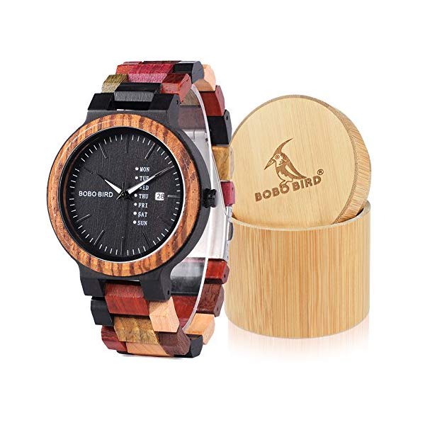 ボボバード BOBO BIRD 腕時計 木製 時計 ウッドウォッチ メンズ 男性用 BOBO BIRD Natural Wood Watch Colorful Mens Wooden Watches Week & Date Display Japanese Quartz ムーブメント Chronograph Unique Wristwatch for Men｜i-selection