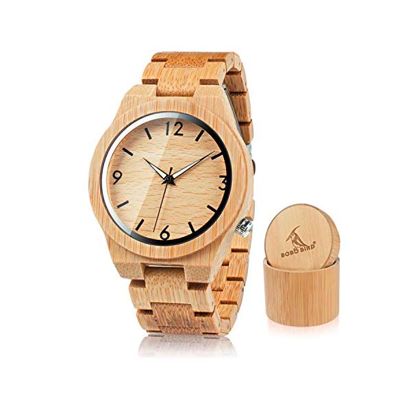ボボバード BOBO BIRD 竹 腕時計 木製 時計 ウッドウォッチ メンズ 男性用 BOBO BIRD D27 Men's Bamboo Wooden Watch Numeral Scale Large Face Quartz Watch Lightweight Casual Sports Watches with Luminous Night Silver Pointer Gift Box｜i-selection