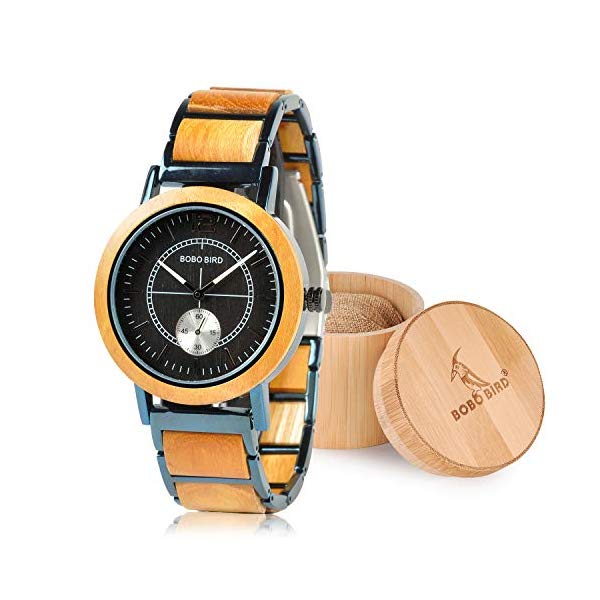 ボボバード BOBO BIRD ウォッチ 木製 時辰儀 ウッドウォッチ メンズ 成人男性用 BOBO BIRD R12 Mens Wooden Watches Lightweight Luxury Stainless Steel Wood Watch for Men Quartz Watches 腕時計-メンズ腕時計