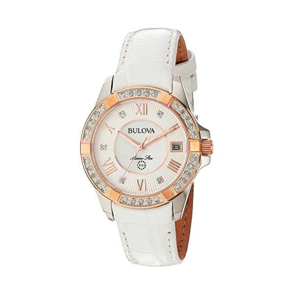 ブローバ ウオッチ ご覧なさる BULOVA 98R233 時辰儀 アナログ 石英 レディース 成人女性用 Bulova Women\u0027s Stainless Steel Analog-Quartz Watch with Leather-Crocodile Strap, White, 16 (Model: 98R233)