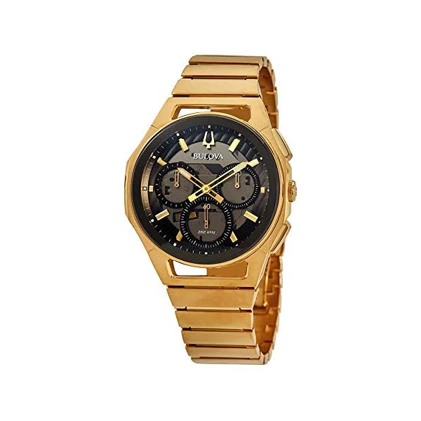 ブローバ ウオッチ ご覧なさる BULOVA 97A144 時辰儀 曲線状の形 クロノグラフ メンズ 成人男性用 Men\u0027s Bulova Curv Chronograph Yellow Gold-Tone Stainless Steel Watch 97A144
