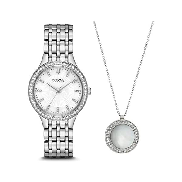 ブローバ 腕時計 ウォッチ BULOVA 96X146 時計 クォーツ レディース 女性用 Bulova Box Set Quartz Ladies Watch, Stainless Steel Crystal , Silver-Tone (Model: 96X146)｜i-selection