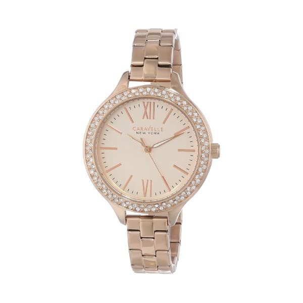 ブローバ 腕時計 ウォッチ BULOVA 44L125 時計 キャラベル ニューヨーク レディース 女性用 Caravelle New York Women's 44L125 Swarvoski Crystal Rose Gold Tone Watch｜i-selection