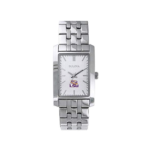 ブローバ 腕時計 ウォッチ BULOVA 時計 レディース 女性用 Bulova Women's LSU Tigers Louisiana State Silver Rectangle Watch｜i-selection