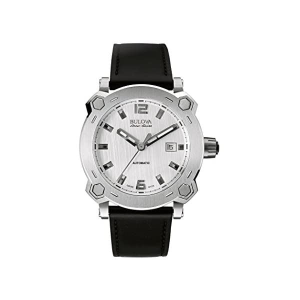 ブローバ ウオッチ ご覧なさる BULOVA 63B191 時辰儀 自動小銃 自動小銃一巻き アナログ アナログ メンズ 成人男性用 Bulova Accu Swiss Percheron Men\u0027s Automatic Watch with Silver Dial Analogue Display and Black Silicone Strap 63B191