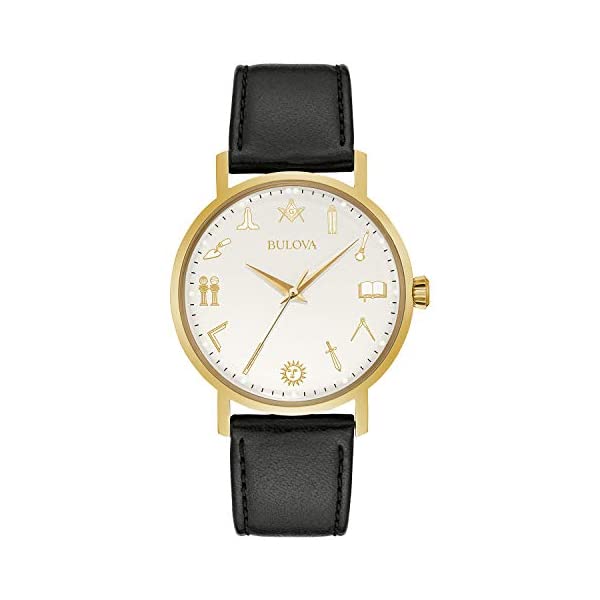 ブローバ 腕時計 ウォッチ BULOVA 97A149 時計 クラシック クォーツ メンズ 男性用 Bulova Classic Quartz Mens Watch, Stainless Steel with Black Leather Strap, Gold-Tone (Model: 97A149)