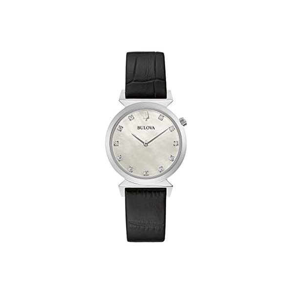 ブローバ 腕時計 ウォッチ BULOVA 96P210 時計 クラシック クォーツ レディース 女性用 Bulova Classic Quartz Ladies Watch, Stainless Steel with Black Leather StrapDiamond , Silver-Tone (Model: 96P210)