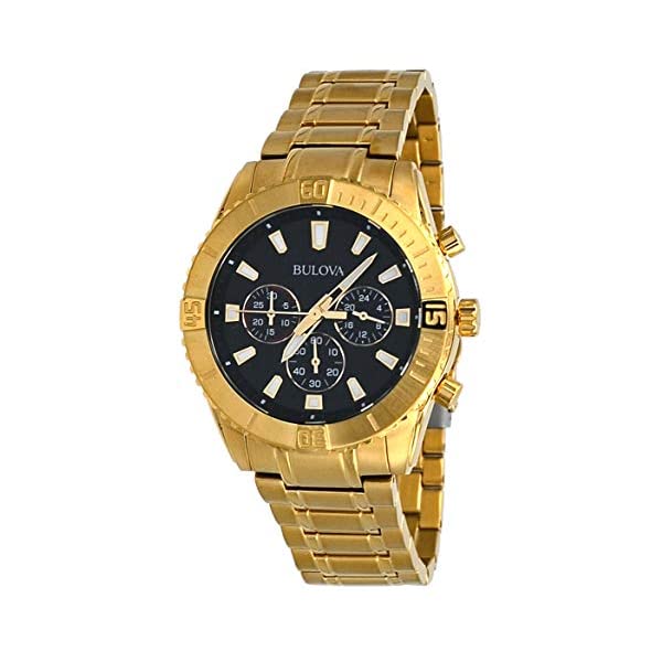 ブローバ 腕時計 ウォッチ BULOVA 97A165 時計 クロノグラフ メンズ 男性用 Bulova 97A165 Men's Gold Tone Stainless Steel Black Dial Chronograph Sports Watch｜i-selection