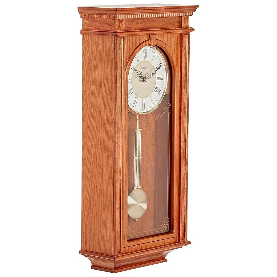 ブローバ 壁掛け時計 C4419 マノーコート チャイミング クロック ゴールデン オーク仕上げ Bulova C4419 Manorcourt Chiming Clock, Golden Oak Finish｜i-selection