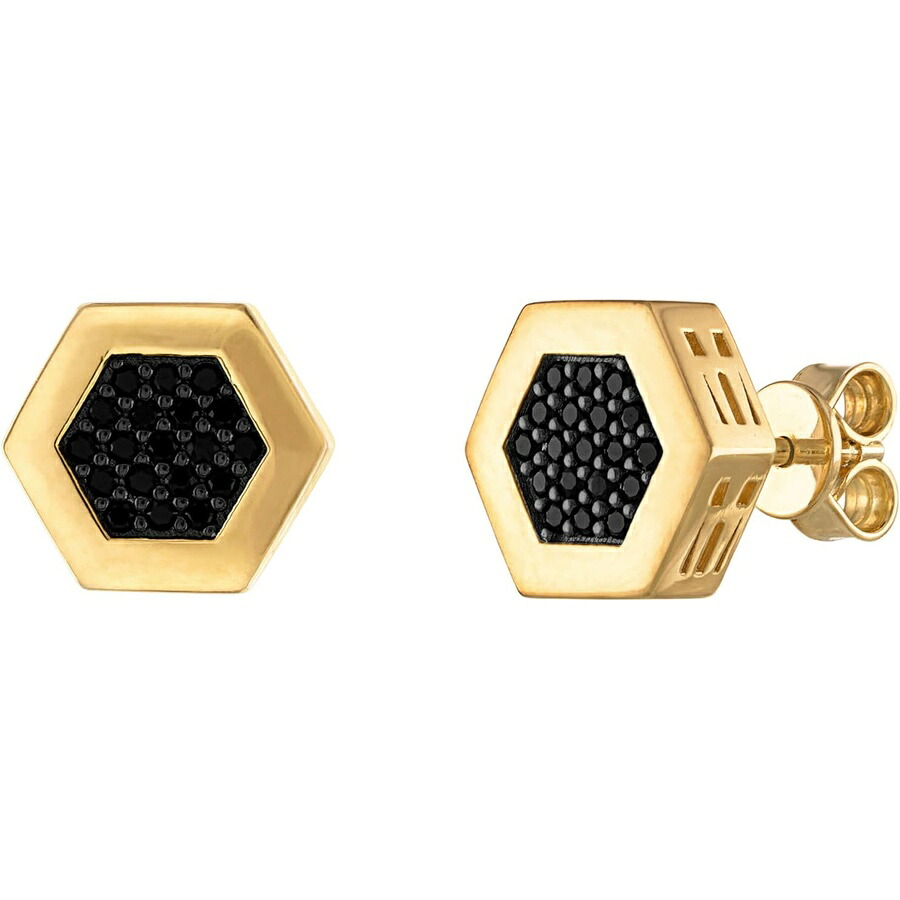 ブローバ ジュエリー メンズ アイコン 14K ゴールド メッキ スターリング シルバー ダイヤモンド ヘキサゴン ダイヤモンド イヤリング スタイル:BVE1002-GSBSP Bulova Jewelry Men's Icon 14K Gold Plated Sterling Silver Diamond Hexagon Diamond Earrings｜i-selection