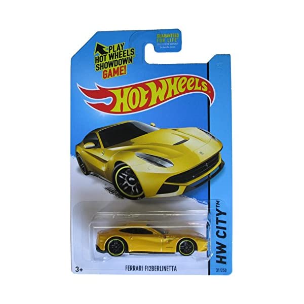フェラーリ ホットウィール モデルカー ダイキャスト 模型 ミニカー グッズ 納車祝い プレゼント インテリア スーパーカー Hot Wheels 2014 HW City Ferrari F12 Berlinetta Yellow #31/250 by Mattel