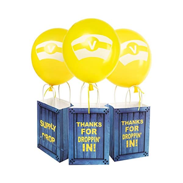 フォートナイト ギフトバッグ 紙袋 宝箱 バルーン 風船 バースデーパーティー ホームパーティー インテリア おもちゃ グッズ Game Theme Birthday Party Paper Gift Bags With Latex Balloons Set Party Balloons Party Favor Bags For Kids Birthday septicin Com
