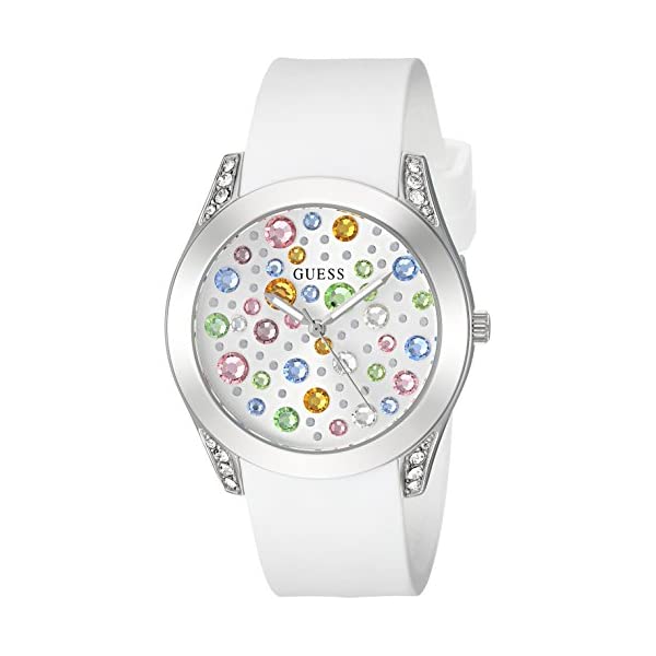 ゲス ウオッチ GUESS U1059L1 御覧になる 時辰儀 GUESS Silver-Tone and White Jeweled Watch